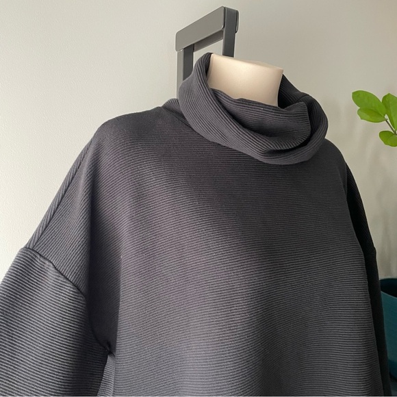 Shambhala Oversized Ribbed Turtleneck Sweater Drop Sleeve Black Size Large - Picture 6 of 10